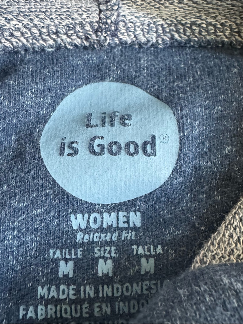 Life Is Good Hoodie Women’s Blue Full Zip Rose Graphic Terry Cotton Floral - Picture 4 of 11